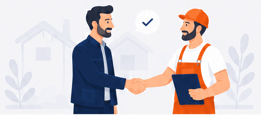 Un client et un professionnel se serrant la main, satisfaits de leur collaboration